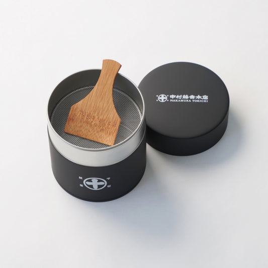 Nakamura Tokichi Uji Maruto Furuikan Matcha Sifter Tin with Takehera bamboo spatula