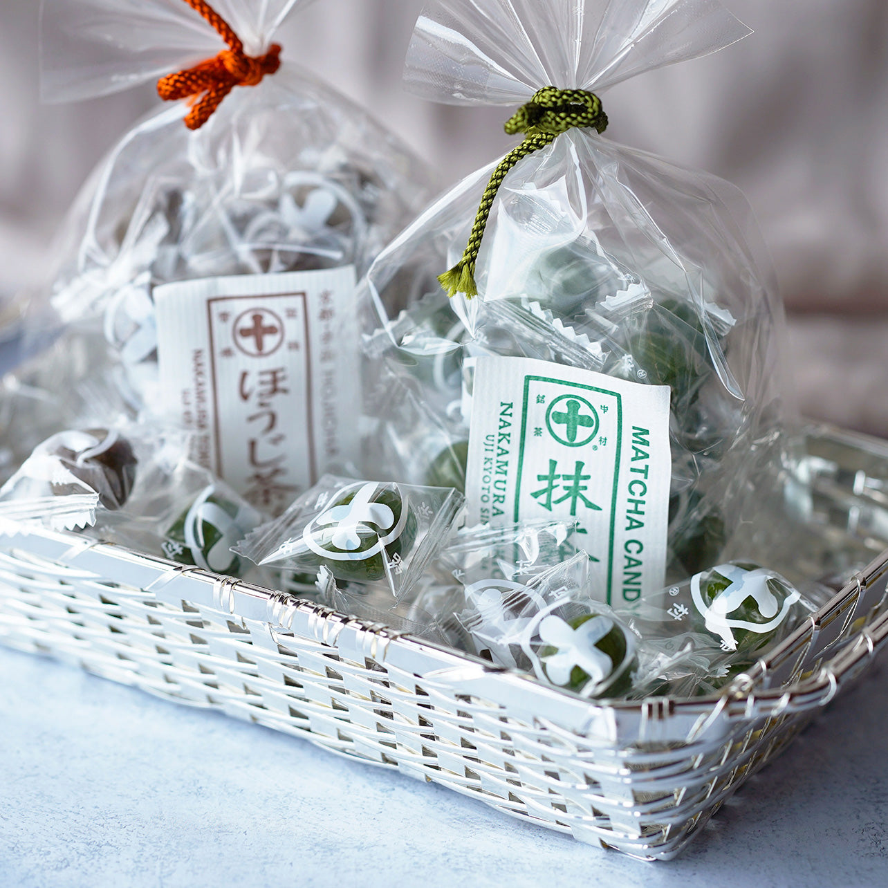 Nakamura Tokichi Uji Matcha and Hojicha Hard Candy Assortment Basket