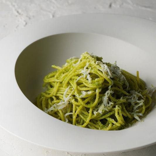 Fragrant Matcha Oil & Umami Pasta with Shirasu and Cheese
