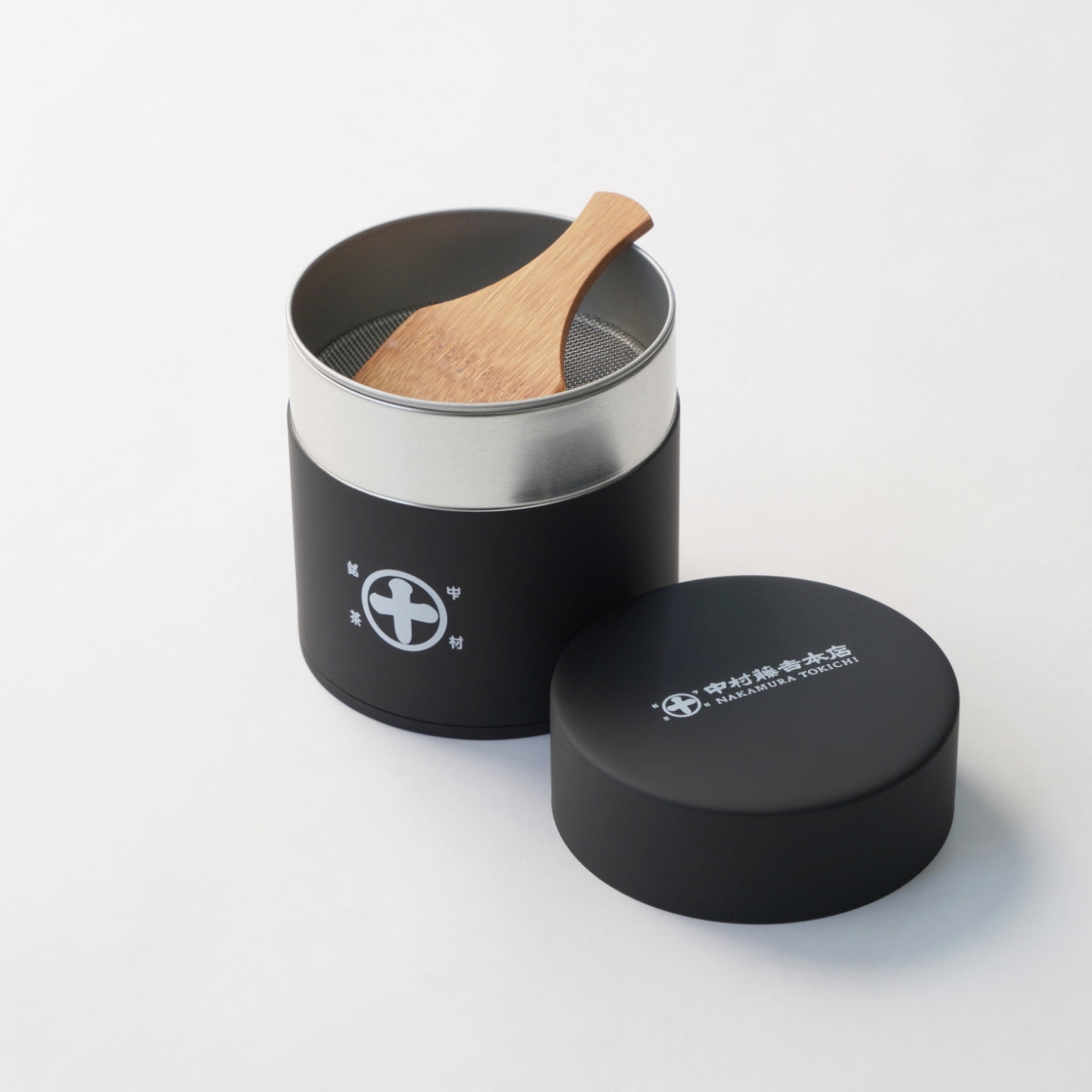 Nakamura Tokichi Uji Maruto Furuikan Matcha Sifter Tin with Takehera bamboo spatula